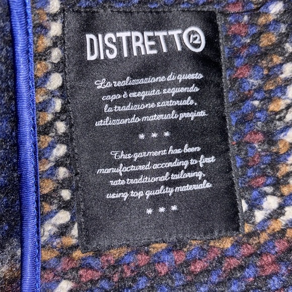 DISTRETT Made in Italy Vintage style men’s plaid wool coat Sz XL - Picture 6 of 17